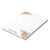 Eleganter moderner Boho Pampas Grass Foliage Glitz Notizblock (Rotiert)