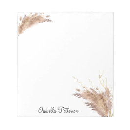 Eleganter moderner Boho Pampas Grass Foliage Glitz Notizblock