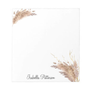 Eleganter moderner Boho Pampas Grass Foliage Glitz Notizblock