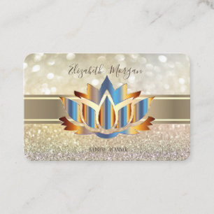 Eleganter moderner Bokeh, Gold Stripe Lotus Visitenkarte