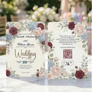 Eleganter moderner botanischer All-in-One-QR-Code Einladung