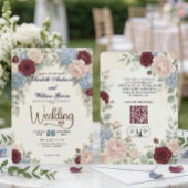 Eleganter moderner botanischer All-in-One-QR-Code Einladung