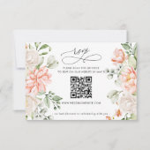 Eleganter moderner botanischer Blush-Blumen-QR-Cod RSVP Karte (Vorderseite)