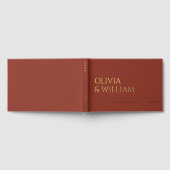 Eleganter moderner Burnt Umber Typografy Wedding F Gästebuch (Voll)