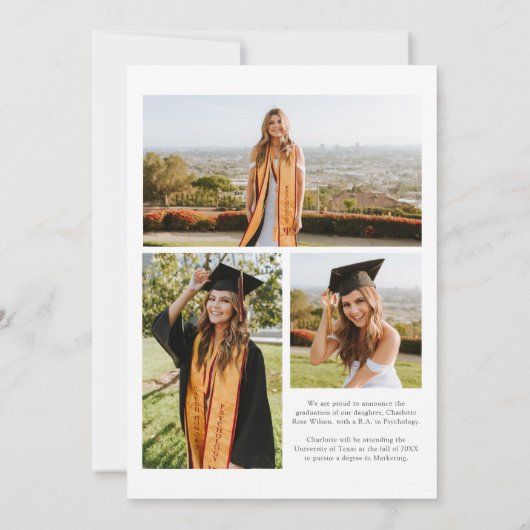 Eleganter moderner Calligraphy Script Foto Abschlu Ankündigung (Rückseite)