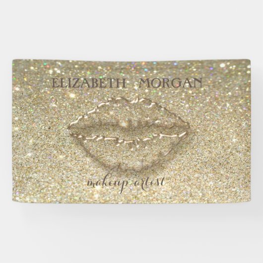 Eleganter Moderner Chic Glittery Bokeh,Lips Banner (Horizontal)