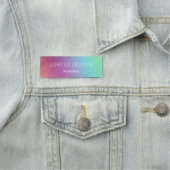 Eleganter, moderner chischer holografischer Regenb Namensschild (Beispiel)