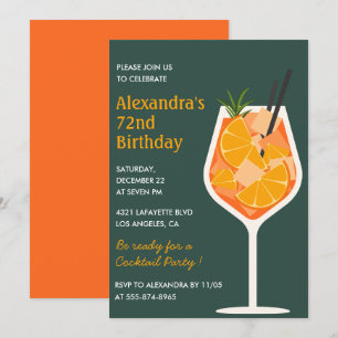 Eleganter moderner Cocktail zum 72. Geburtstag Einladung