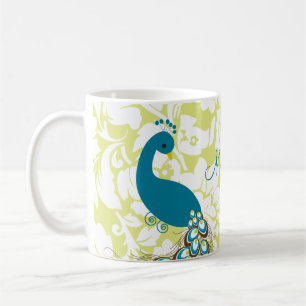 Eleganter moderner Damast-Pfau personalisiert Kaffeetasse