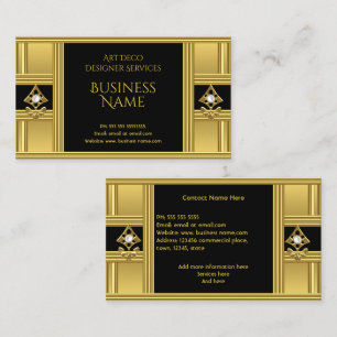 Eleganter moderner Deco Gold Schwarz Perle 2 Visitenkarte