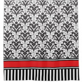 Eleganter moderner Deko Damask Black and White Duschvorhang (Vorderseite)