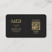 Eleganter moderner Designer Monogram Black Visitenkarte (Rückseite)