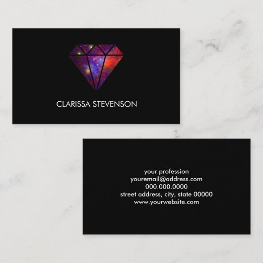 eleganter, moderner Diamantnebel, farbenfroh rosa  Visitenkarte (Vorne/Hinten)