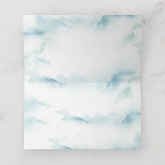 Eleganter, moderner, dunkelblauer Wasserfarben-Esc Platzkarte (Innenseite Aufgefaltet)