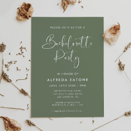 Eleganter moderner dunkelweiser grüner Junggeselin Einladung