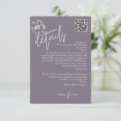 Eleganter, moderner, dunkler lila Hochzeitsstift Q Begleitkarte (Stehend Vorderseite)
