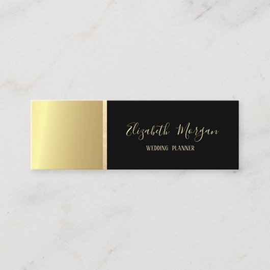 Eleganter, moderner Einfach-, Gold-, Schwarz-, Min Mini Visitenkarte (Vorderseite)