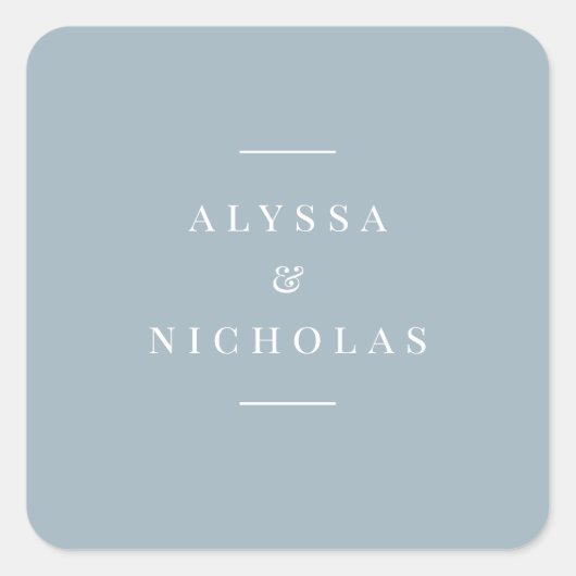 Eleganter, moderner einfacher Hochzeitstil Quadratischer Aufkleber (Vorderseite)