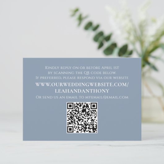 Eleganter, moderner, einfacher, robuster QR-Code RSVP Karte (Stehend Vorderseite)