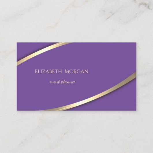 Eleganter, moderner, einfacher Violet, Goldstreife Visitenkarte (Vorderseite)