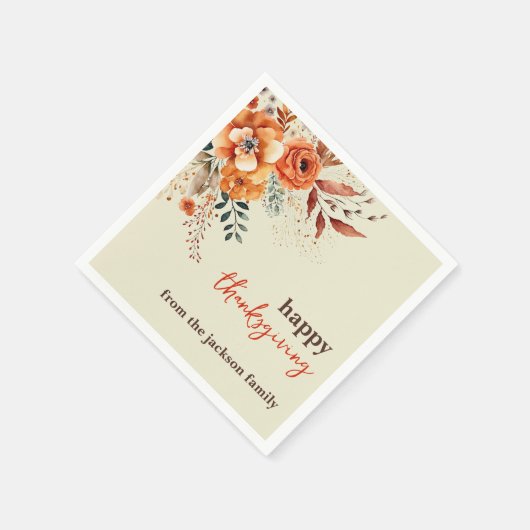 Eleganter, moderner Erntedank mit Blumen Serviette (Ecke)