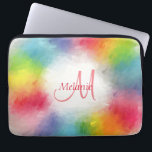 Eleganter, moderner, farbenfroher Monogramm-Vorlag Laptopschutzhülle<br><div class="desc">Elegante moderne,  farbenfrohe Monogram Template Rainbow Abstrakt Fügen Sie Ihren Text gelb orange blau grün rosa Lila Elektronik Beutel.</div>