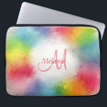 Eleganter, moderner, farbenfroher Monogramm-Vorlag Laptopschutzhülle<br><div class="desc">Elegante moderne,  farbenfrohe Monogram Template Rainbow Abstrakt Fügen Sie Ihren Text gelb orange blau grün rosa Lila Elektronik Beutel.</div>