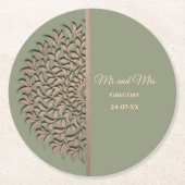 Eleganter moderner Farbstich grün & goldfarbener K Runder Pappuntersetzer (Vorderseite)