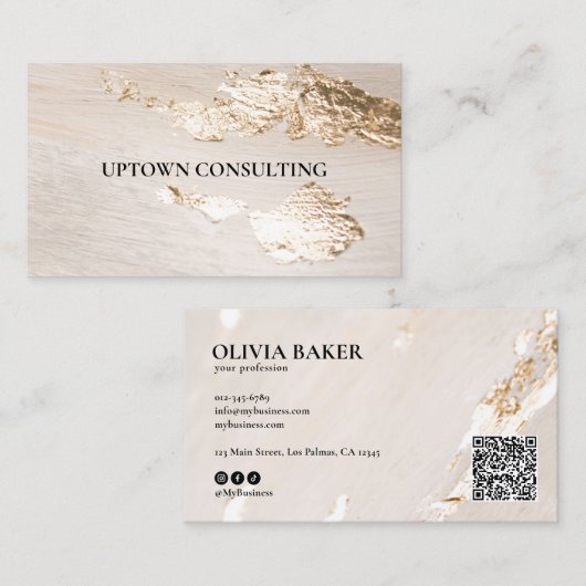Eleganter moderner Faux-Goldfolien-QR-Code im klas Visitenkarte (Vorne/Hinten)