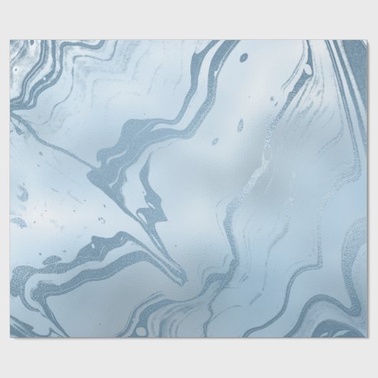 Eleganter, moderner, feiner, blauer Marmor Geschenkpapier (Flach)