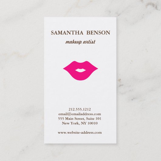 Eleganter moderner, feiner rosafarbener Lippen Mak Visitenkarte (Rückseite)