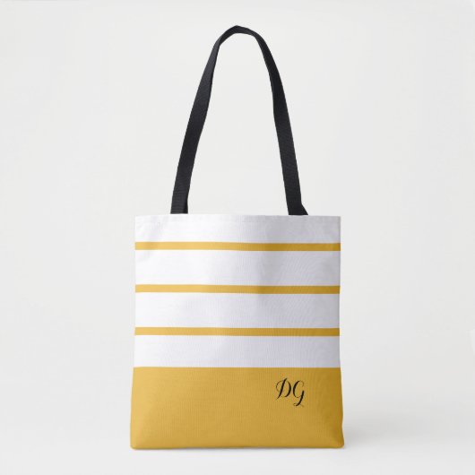 Eleganter moderner, feiner Streifen Monogram, Gelb Tasche (Vorderseite)
