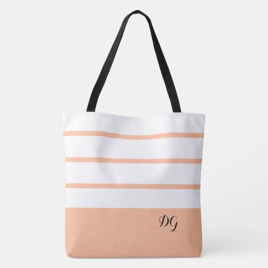 Eleganter moderner, feiner Streifen Monogram Trend Tasche (Rückseite)