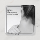 Eleganter moderner Foto Grauer Weißer Massagethera Quadratische Visitenkarte (Vorderseite)