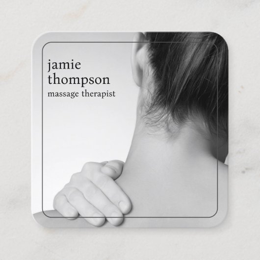 Eleganter moderner Foto Grauer Weißer Massagethera Quadratische Visitenkarte (Vorderseite)