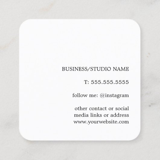 Eleganter moderner Foto Grauer Weißer Massagethera Quadratische Visitenkarte (Rückseite)