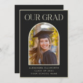 Eleganter Moderner Foto Schwarzer Abschluss Ankündigung (Vorne/Hinten)