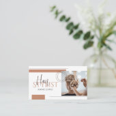 Eleganter moderner Friseursalon QR Code Visitenkarte (Stehend Vorderseite)