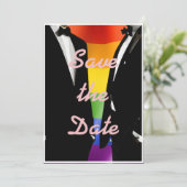 Eleganter, moderner Gay Men Wedding Foto Regenboge Save The Date (Stehend Vorderseite)