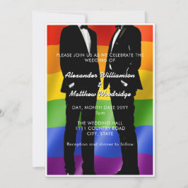 Eleganter, moderner Gay Men Wedding Rainbow Einladung