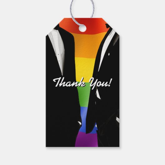 Eleganter, moderner Gay Men Wedding Rainbow Geschenkanhänger (Vorderseite)
