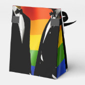 Eleganter, moderner Gay Men Wedding Rainbow Geschenkschachtel (Rückseite)