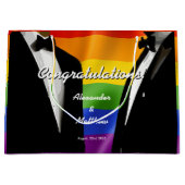 Eleganter, moderner Gay Men Wedding Rainbow Große Geschenktüte (Vorderseite)