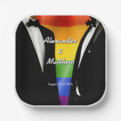 Eleganter, moderner Gay Men Wedding Rainbow Pappteller (Vorderseite)