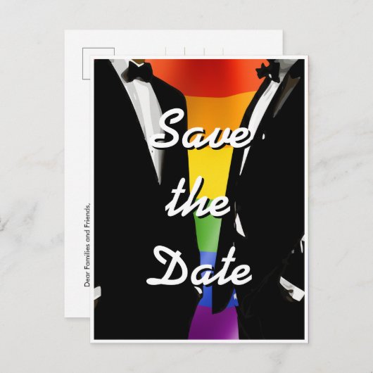 Eleganter, moderner Gay Men Wedding Rainbow Postkarte (Vorne/Hinten)