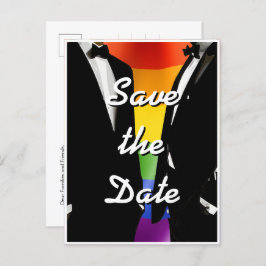 Eleganter, moderner Gay Men Wedding Rainbow Postkarte