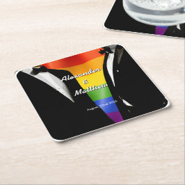 Eleganter, moderner Gay Men Wedding Rainbow Rechteckiger Pappuntersetzer
