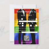 Eleganter, moderner Gay Men Wedding Rainbow RSVP Karte (Rückseite)