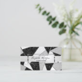 Eleganter, moderner geometrischer Marmor, Silberra Visitenkarte (Stehend Vorderseite)