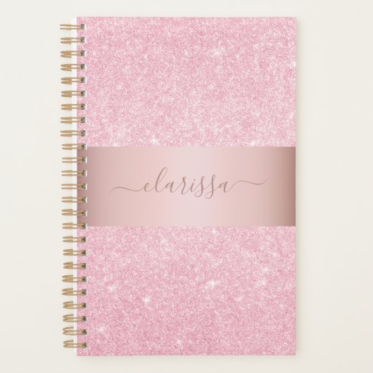 Eleganter moderner geometrischer Rose Gold Glitzer Planer (Vorderseite)